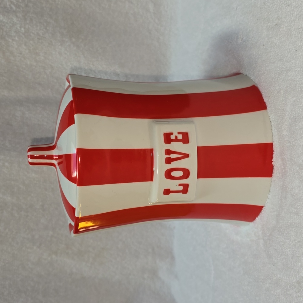 Jonathan Adler Red and White Striped Canister